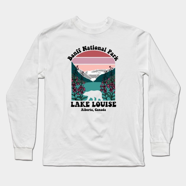 Retro Banff National Park Long Sleeve T-Shirt by GreatLakesLocals